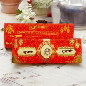 Aarambh Floral 5 Fold Wedding card in Golden Red