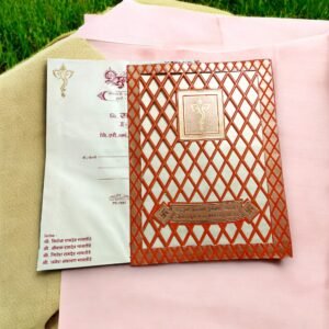 Aarambh Single Fold Laser Cut Premium Indian Wedding Card With Lord Ganesha Shloka Multicolour