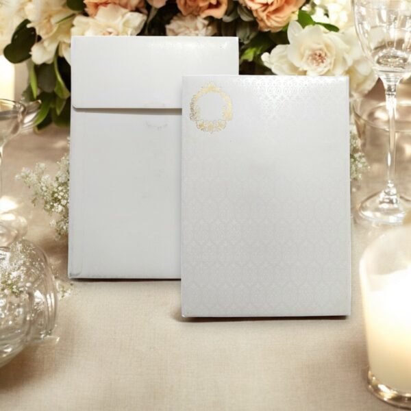 Aarambh Floral Premium Single Fold Wedding Invitation Card White