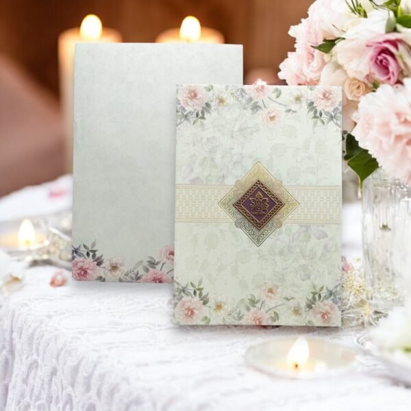 Aarambh Floral Single Fold Hindu Wedding Invitation Card Multicoloured