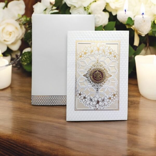 Aarambh Laser Cut Floral Premium Single Fold Marriage Card White