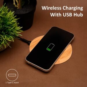 Wangari Olive Round Bamboo 15 Watt Wireless Charger