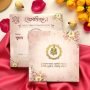 Floral Single Fold Laser Cut Indian Wedding Invitation Card With Acrylic Lord Ganesha – Pink